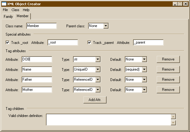 Family Tree Configuration